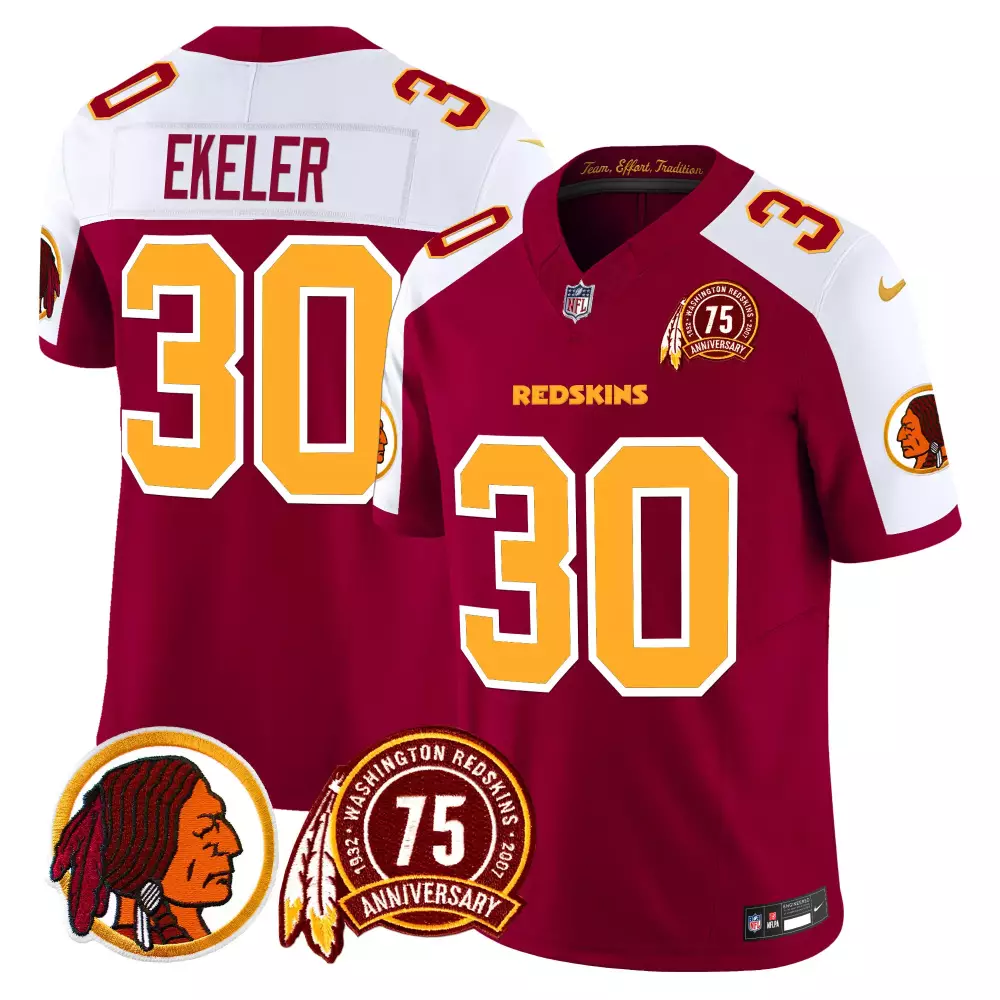 austin ekeler burgundy alternate mens washington redskins 75th patch vapor limited jersey all stitched