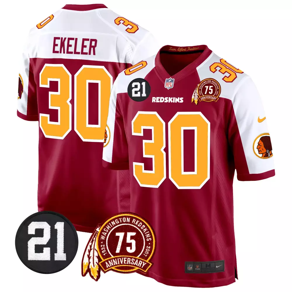 austin ekeler burgundy alternate mens washington redskins 75th patch vapor limited jersey all stitched