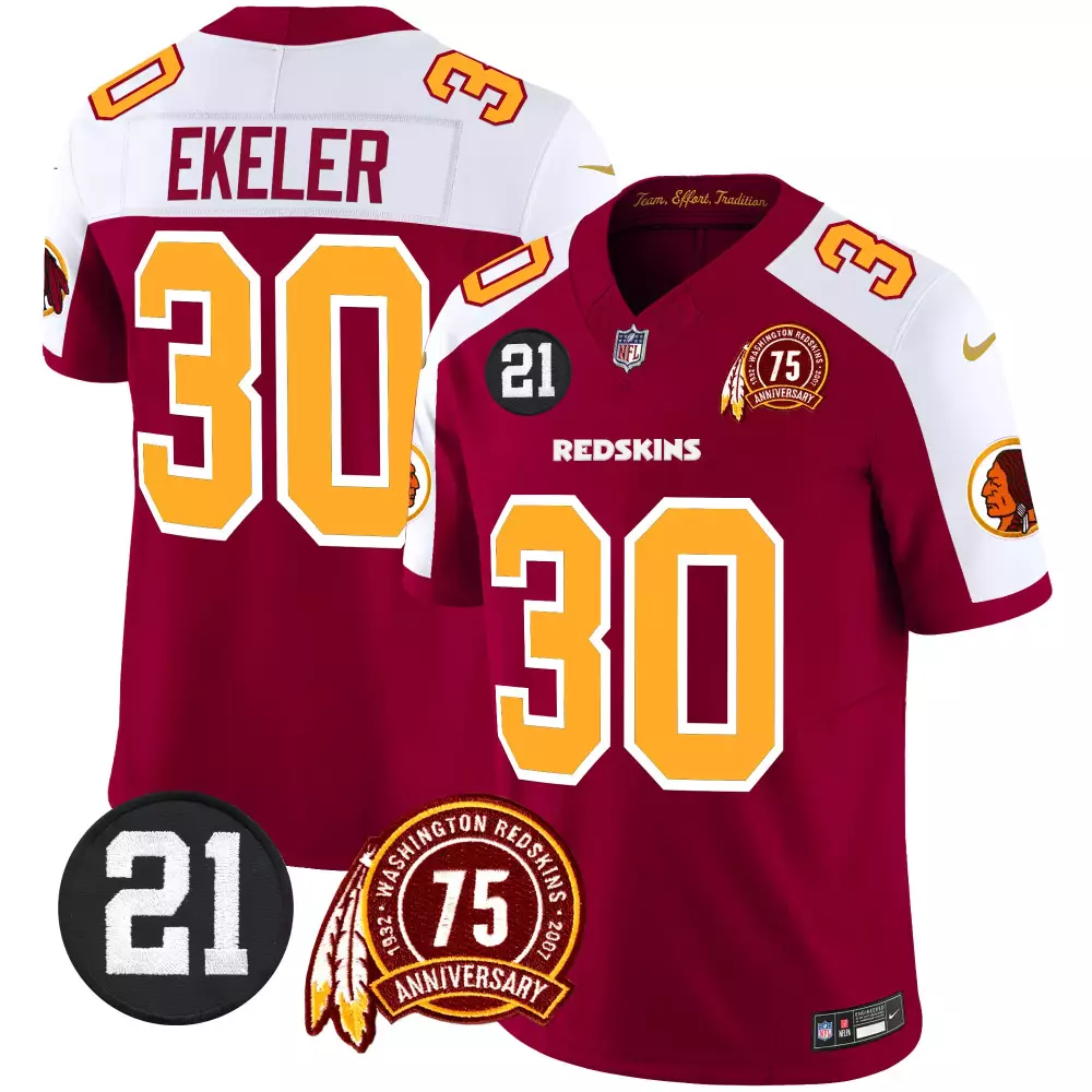 austin ekeler burgundy alternate mens washington redskins 75th patch vapor limited jersey all stitched