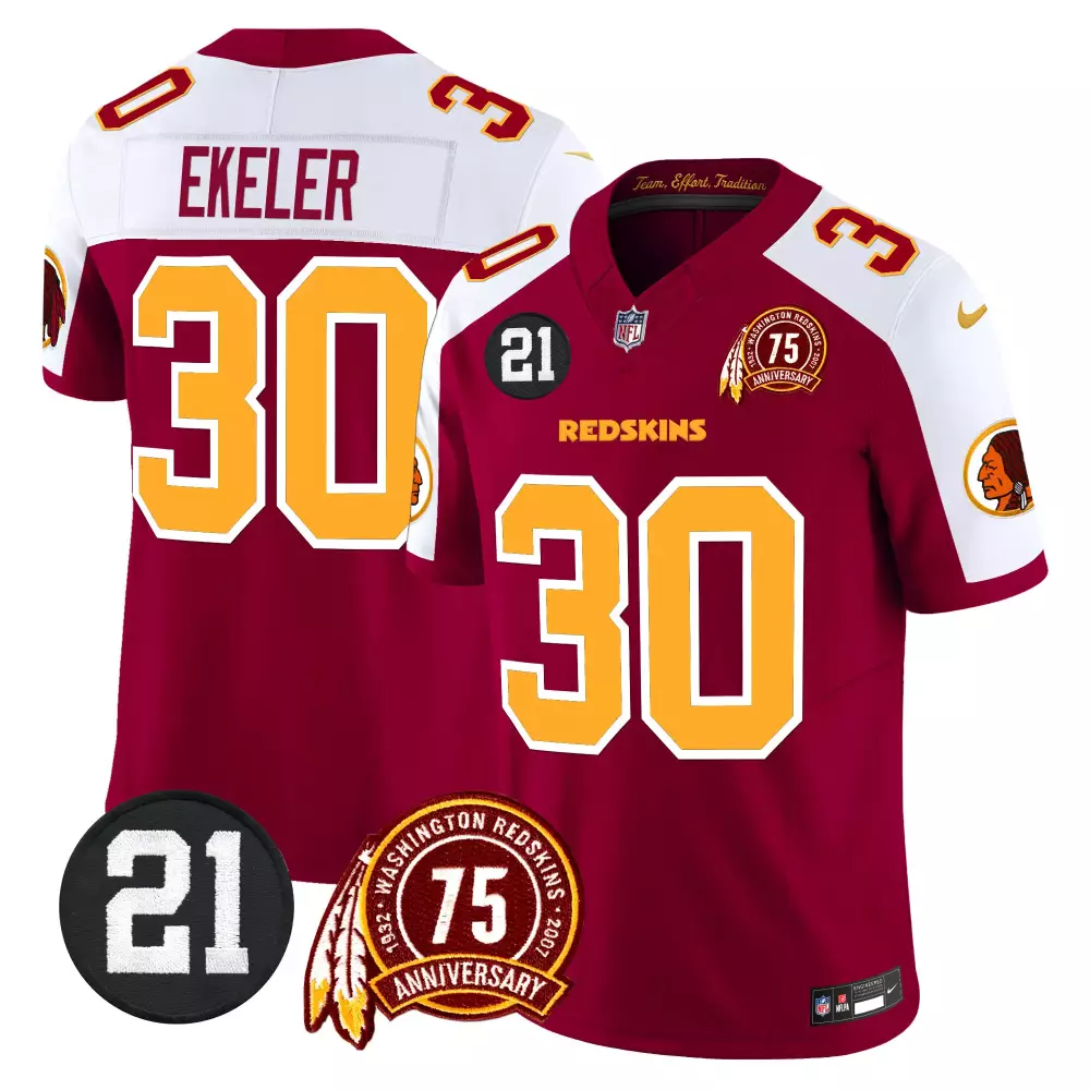 austin ekeler burgundy alternate mens washington redskins 75th patch vapor limited jersey all stitched