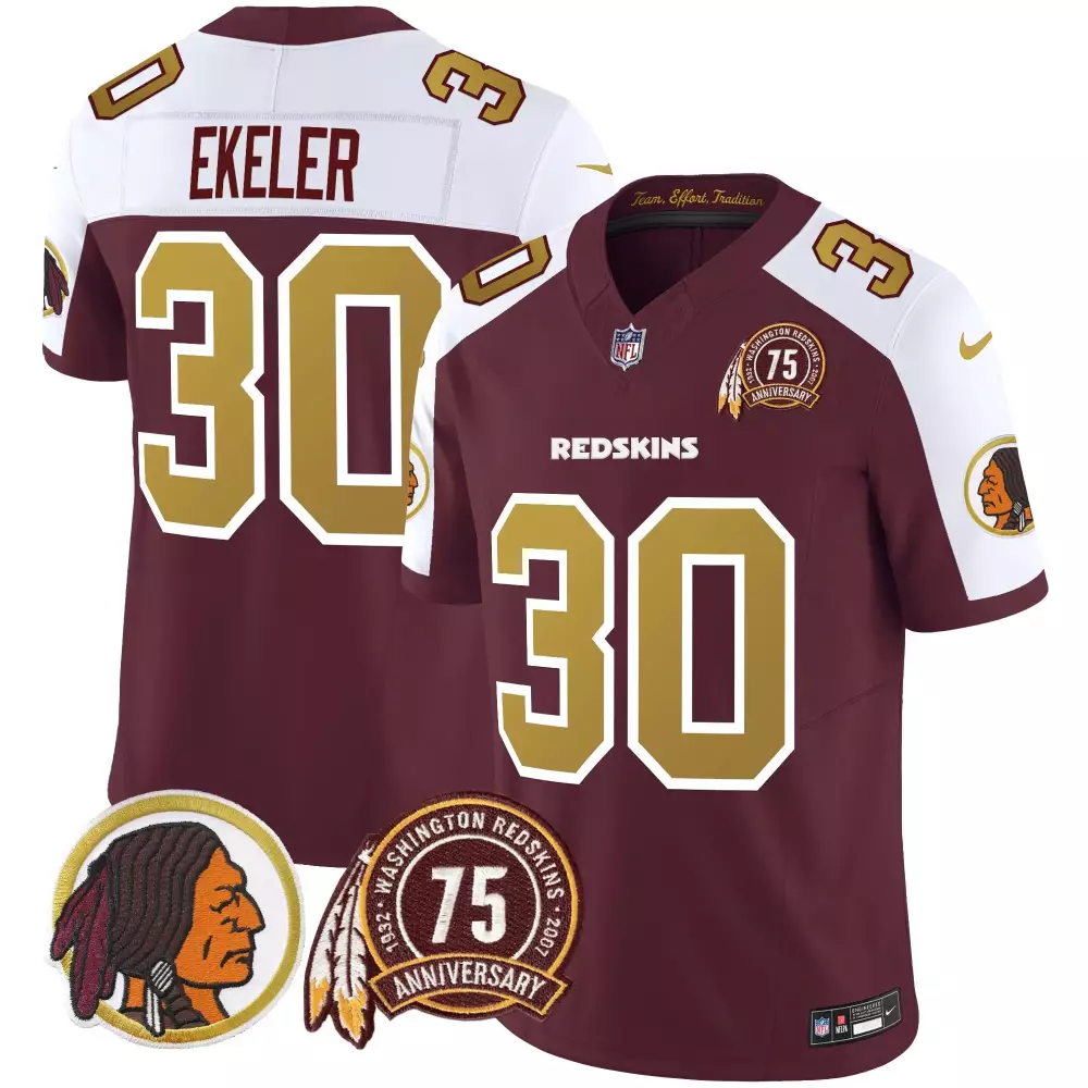 austin ekeler burgundy alternate mens washington redskins 75th patch vapor limited jersey all stitched