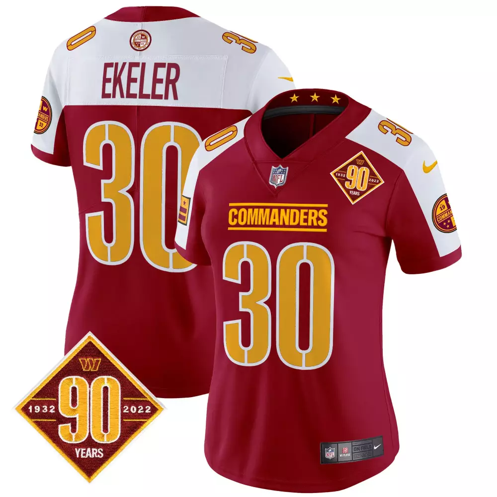 Austin Ekeler Burgundy Alternate Men's Vapor Limited Jersey | 90th Anniversary V4 | Washington Commanders Fan Gear | For Men, Women & Youth