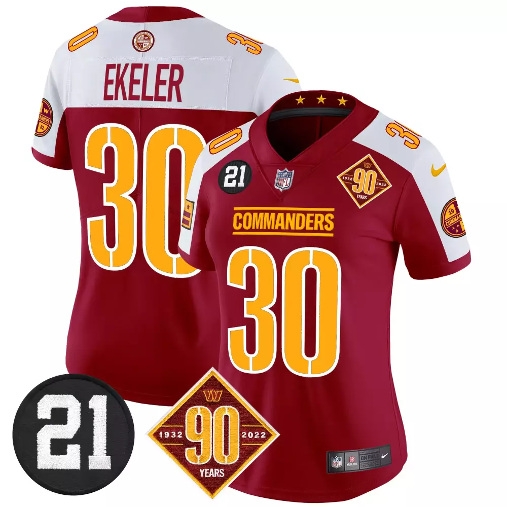 Austin Ekeler Burgundy Alternate Men's Vapor Limited Jersey | 90th Anniversary V4 | Washington Commanders Fan Gear | For Men, Women & Youth