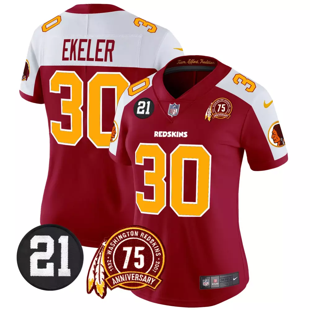 austin ekeler burgundy alternate womens washington redskins 75th sean taylor patch vapor limited jersey all stitched