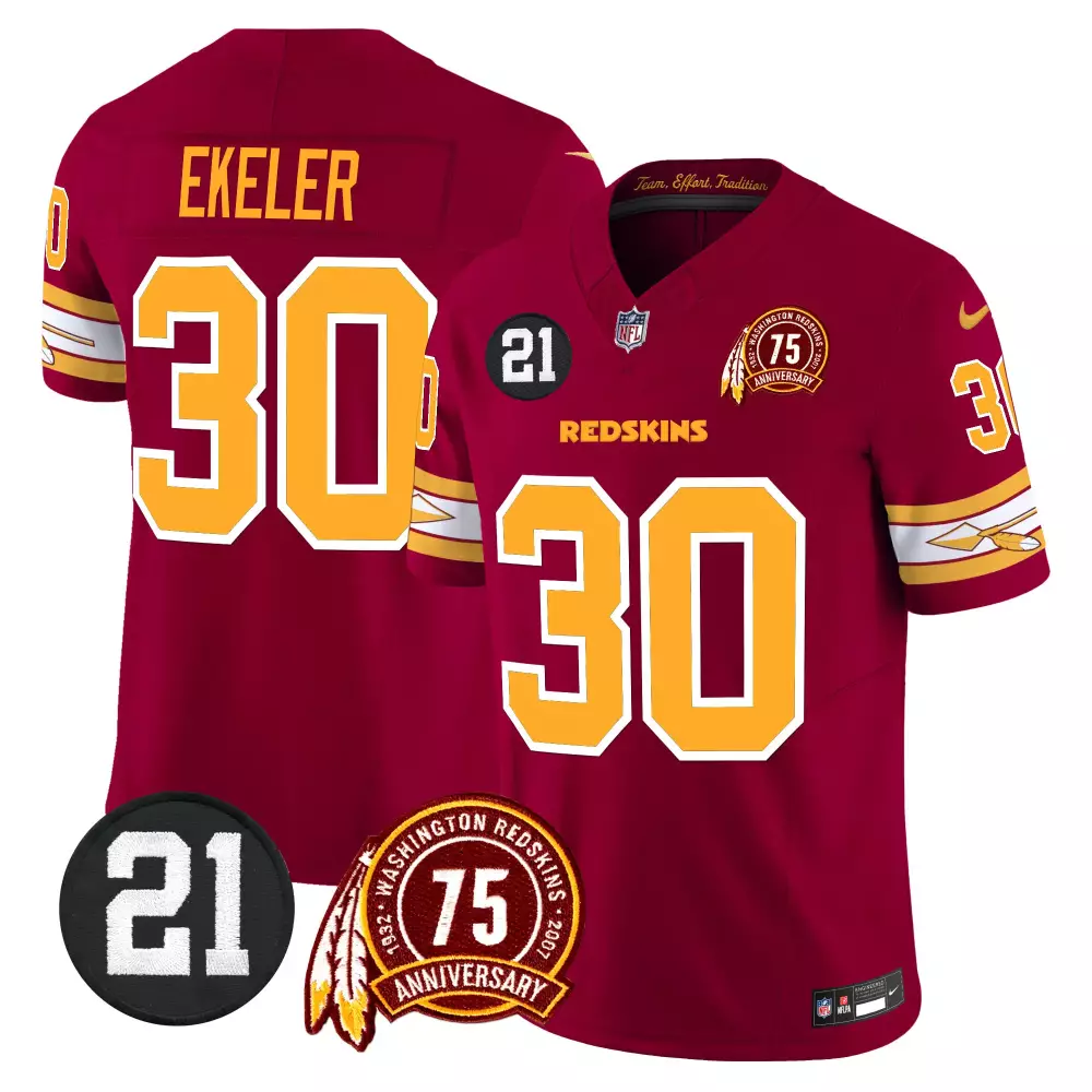 austin ekeler burgundy mens washington redskins 75th sean taylor patch game jersey all stitched
