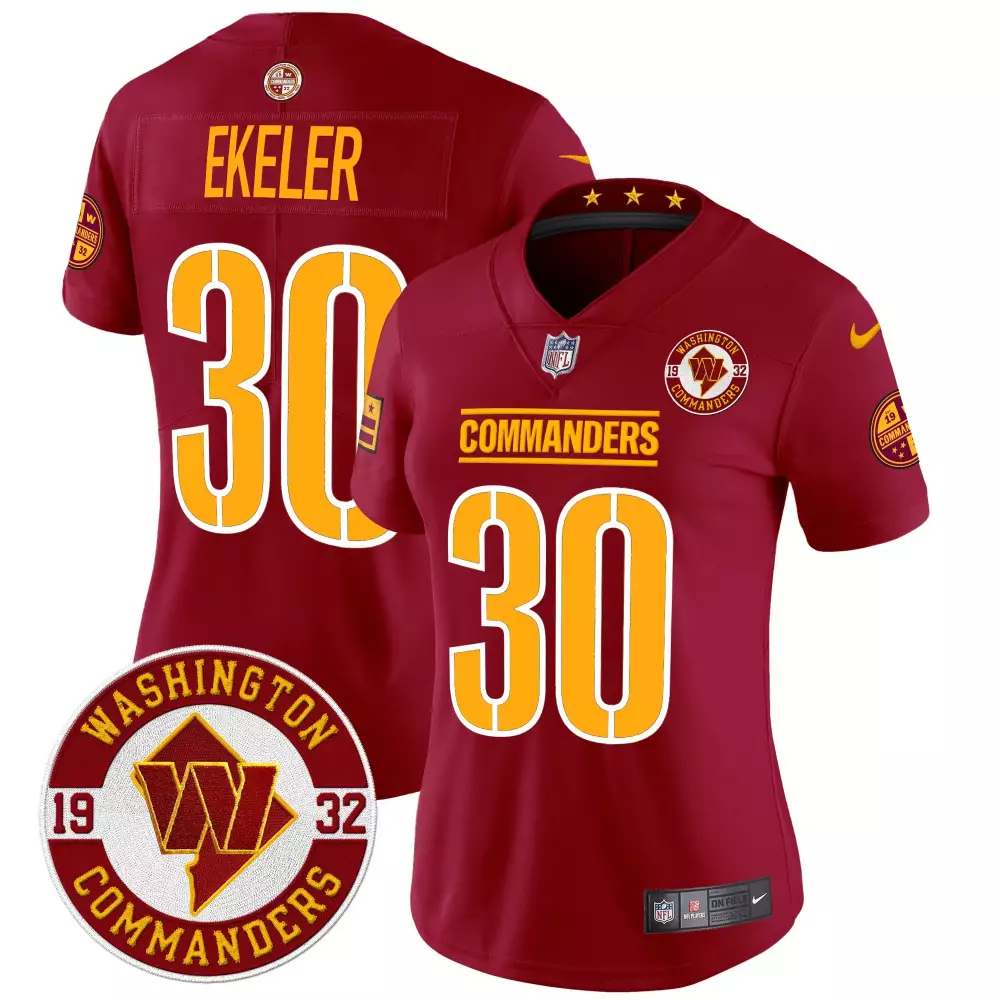 Austin Ekeler Washington Commanders 2024 Burgundy Vapor Limited Jersey | Est 1932 Patch | Fan Gear for Women, Men & Youth