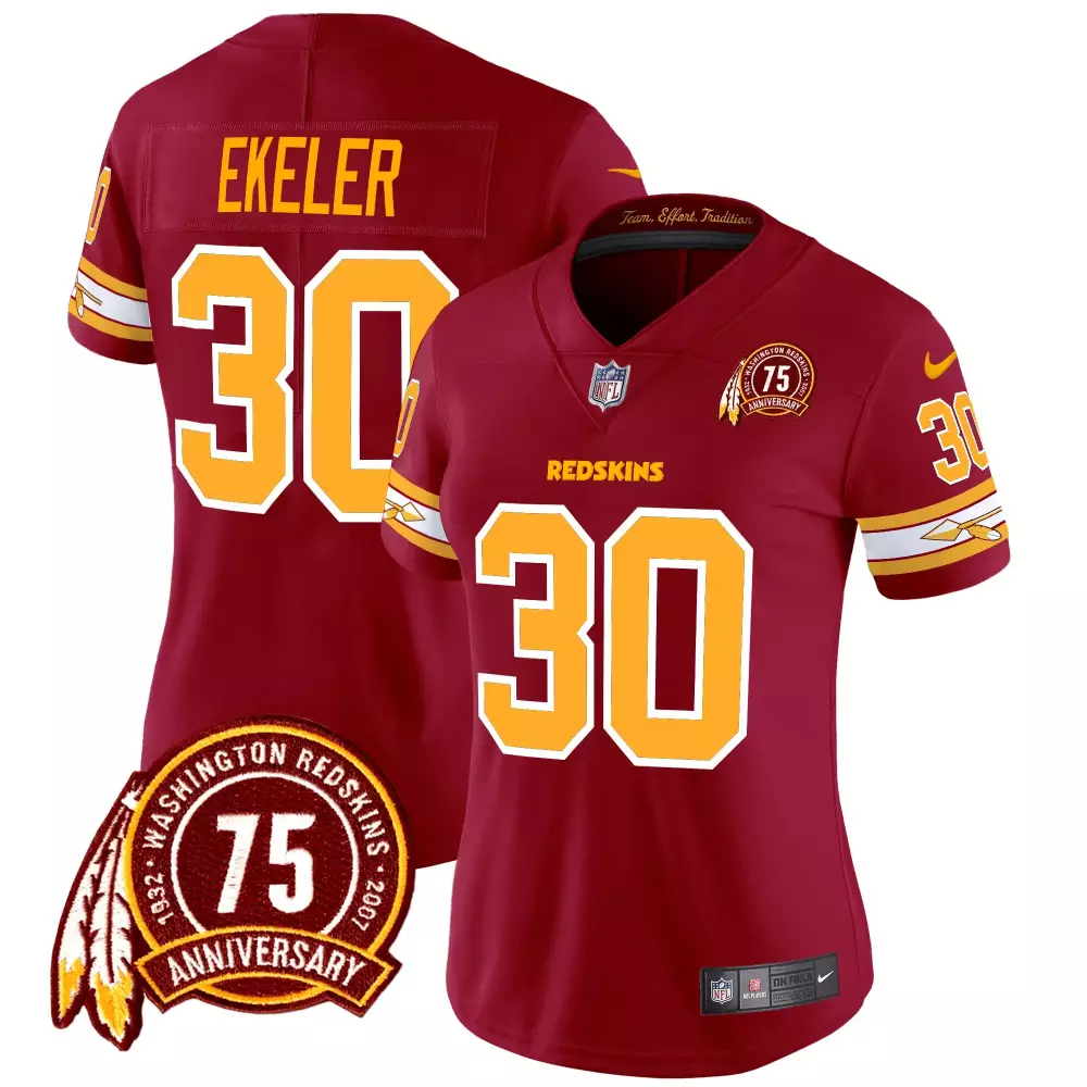 austin ekeler burgundy womens washington redskins 2024 vapor limited jersey est 1937 patch all stitched