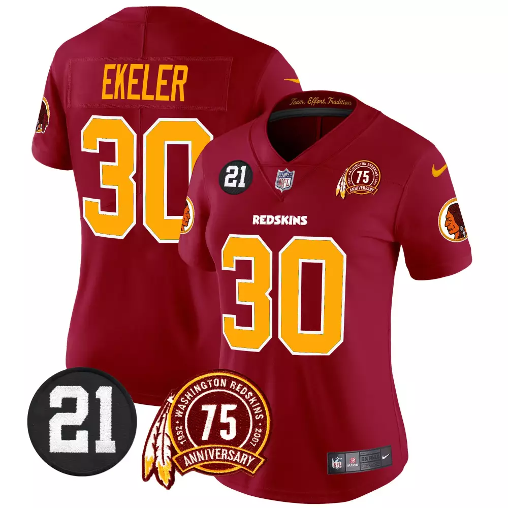 austin ekeler burgundy womens washington redskins 2024 vapor limited jersey est 1937 patch all stitched
