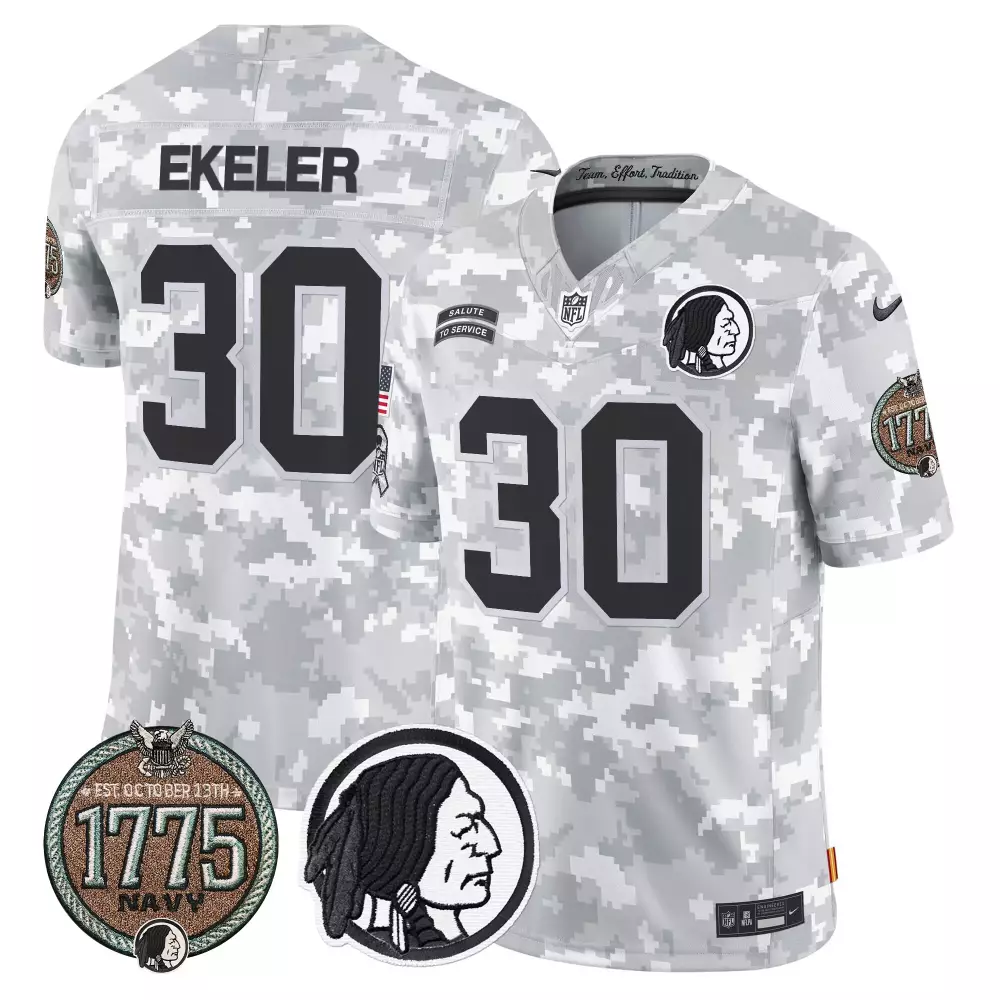 austin ekeler navy mens washington redskins 2024 salute to service establishment year patch vapor limited jersey all sti