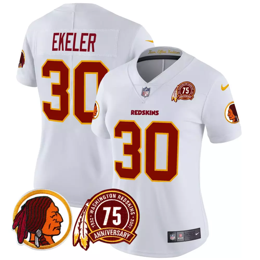 austin ekeler white womens washington redskins 2024 vapor limited jersey est 1937 patch all stitched