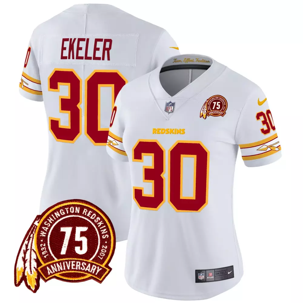 austin ekeler white womens washington redskins 2024 vapor limited jersey est 1937 patch all stitched