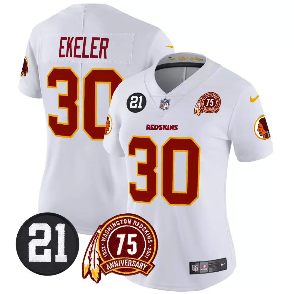 austin ekeler white womens washington redskins 2024 vapor limited jersey est 1937 patch all stitched