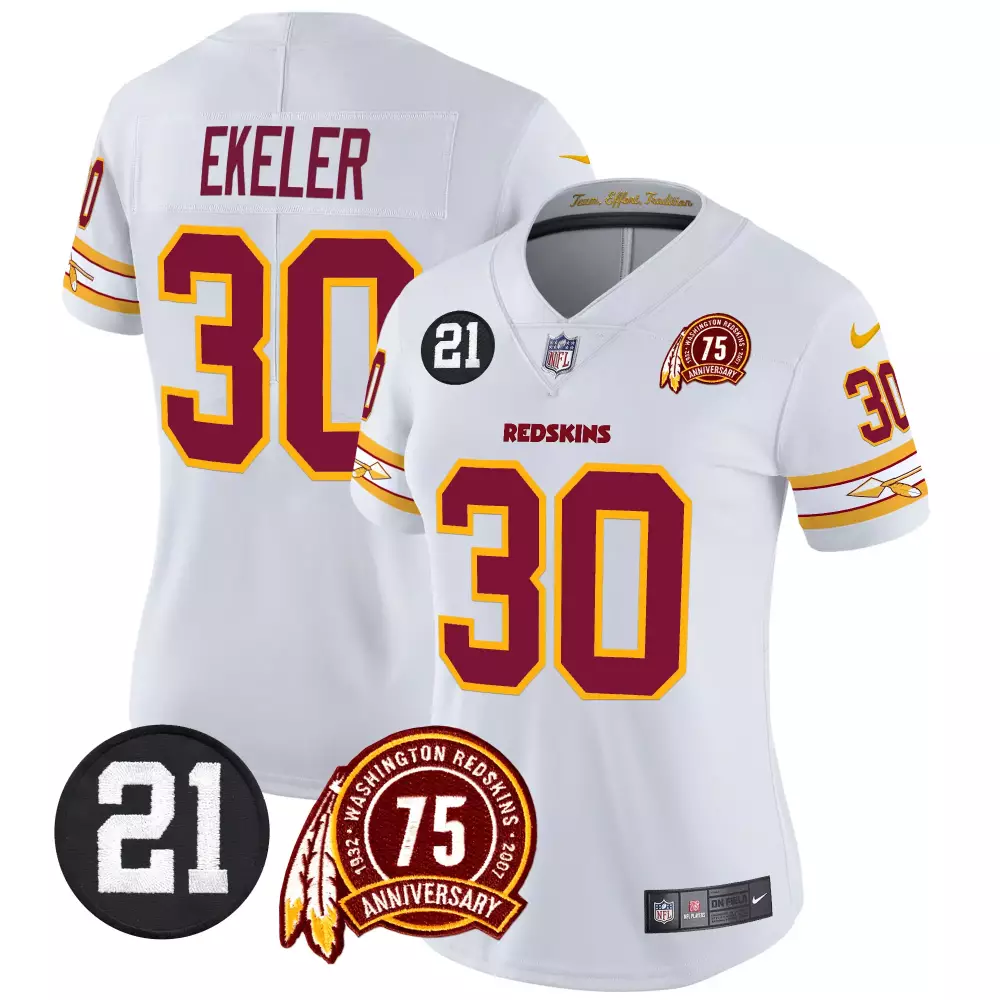 austin ekeler white womens washington redskins 75th sean taylor patch vapor limited jersey v2 all stitched