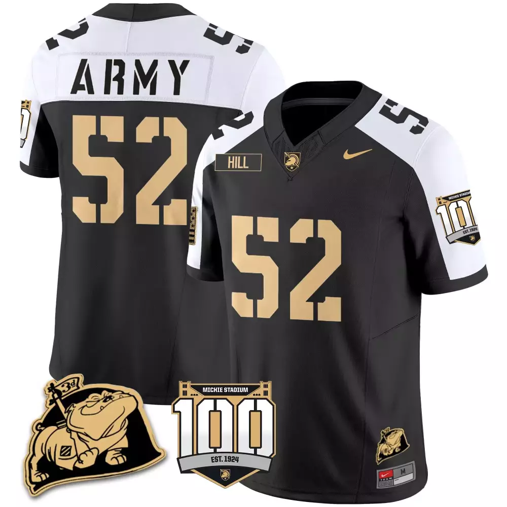 austin hill black alternate mens army black knights 100th anniversary patch vapor jersey v2 all stitched