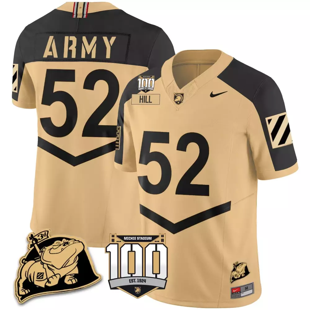 austin hill black mens army black knights rocky the bulldog patch jersey all stitched