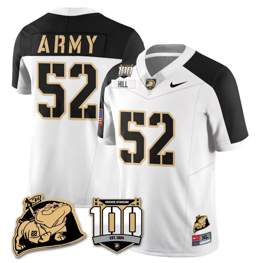 austin hill white alternate mens army black knights 100th anniversary patch vapor jersey all stitched