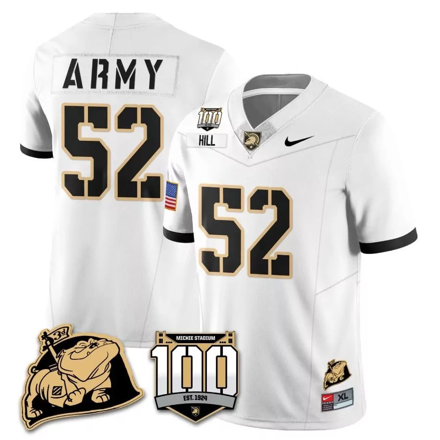 austin hill white alternate mens army black knights 100th anniversary patch vapor jersey all stitched