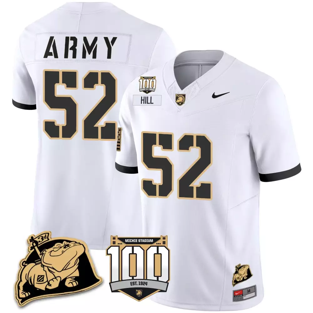 austin hill white alternate mens army black knights 100th anniversary patch vapor jersey all stitched