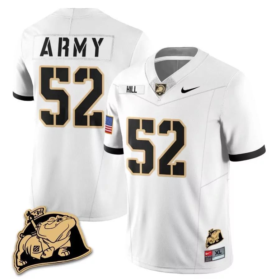 austin hill white mens army black knights rocky the bulldog patch jersey all stitched
