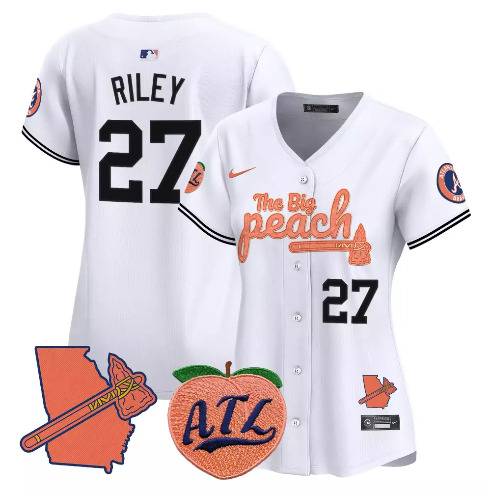austin riley white womens atlanta braves the big peach vapor premier limited jersey all stitched
