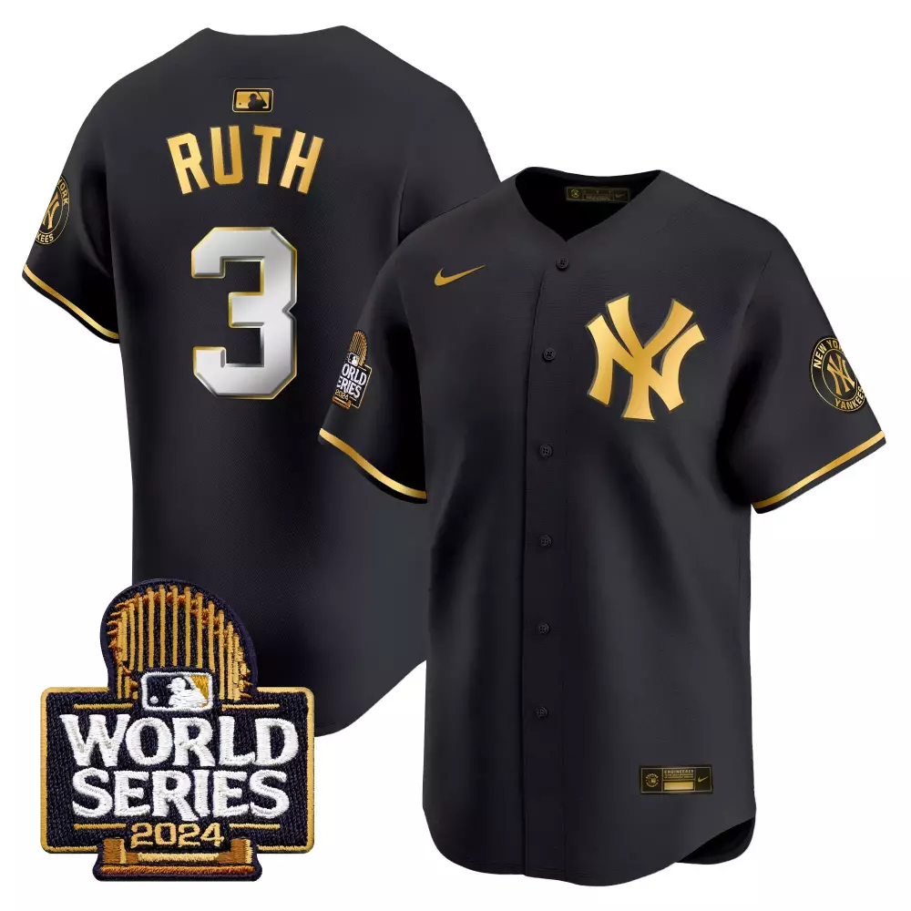 Ruth Yankees Black Gold 2024 World Series Vapor Premier Jersey | Limited Edition Fan Gear | For Men, Women & Youth