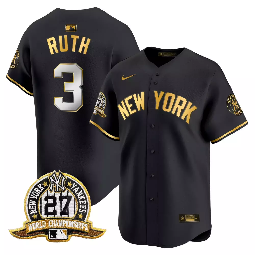 Ruth Yankees 27 Time Champions Patch Vapor Premier Jersey | White Gold | Limited Edition Fan Gear for Men, Women & Youth