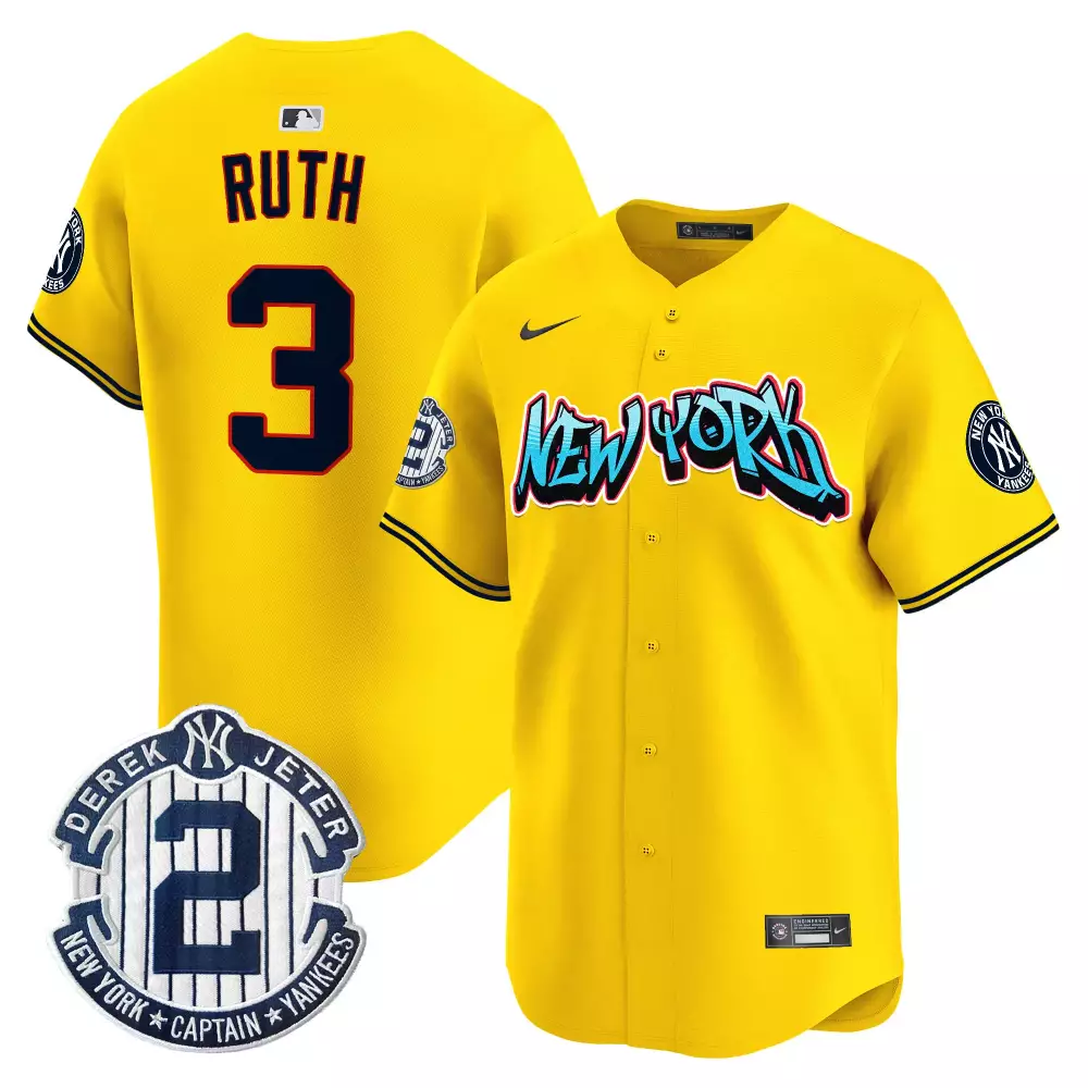 babe ruth flex white mens new york yankees white gold black gold jersey all stitched