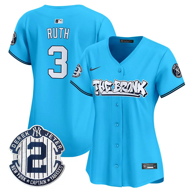 babe ruth light blue womens new york yankees the bronx graffiti bubblegum pink vapor premier limited jersey all stitched