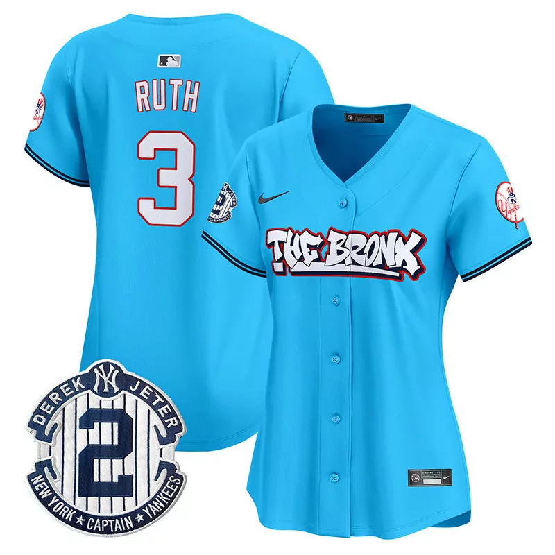 babe ruth light blue womens new york yankees the bronx graffiti bubblegum pink vapor premier limited jersey all stitched