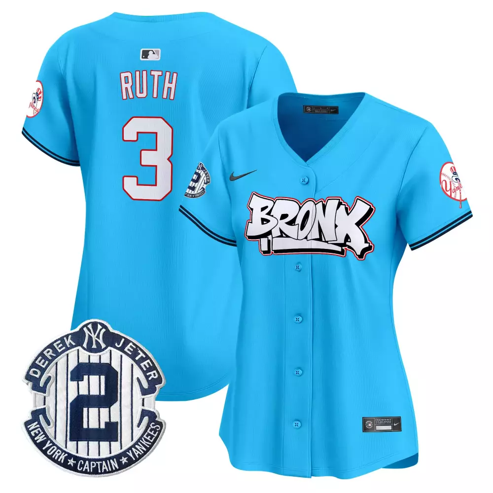 babe ruth light blue womens new york yankees the bronx graffiti bubblegum pink vapor premier limited jersey all stitched