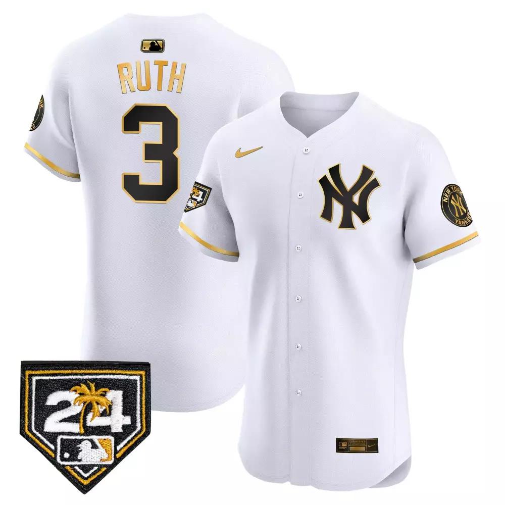 Ruth Yankees 2024 Jackie Robinson Patch Vapor Premier Jersey | White Gold | Limited Edition Fan Gear for Men, Women & Youth