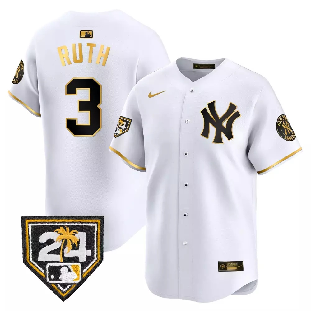 Ruth Yankees 2024 Jackie Robinson Patch Vapor Premier Jersey | White Gold | Limited Edition Fan Gear for Men, Women & Youth