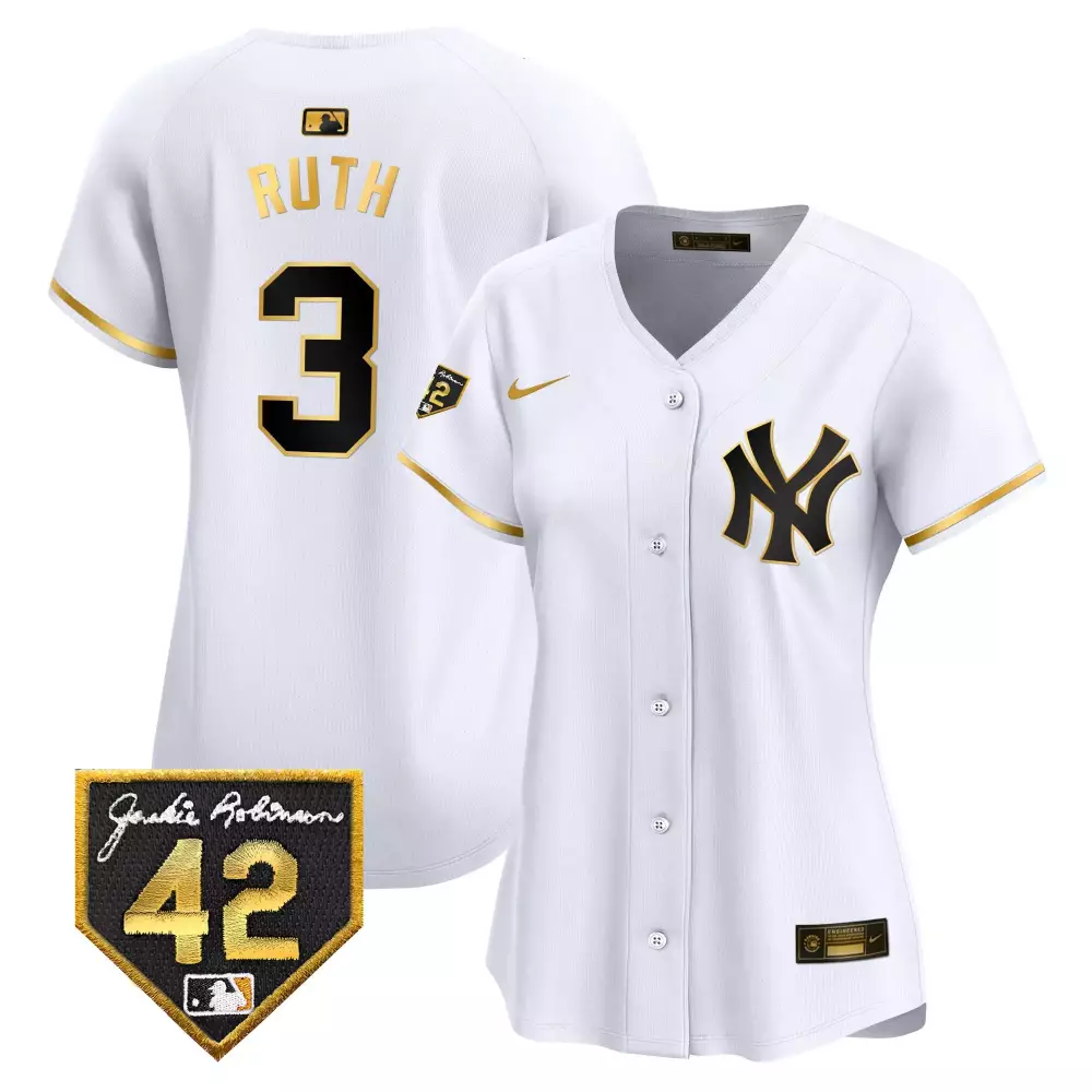 Ruth Yankees 2024 Jackie Robinson Patch Vapor Premier Jersey | White Gold | Limited Edition Fan Gear for Men, Women & Youth