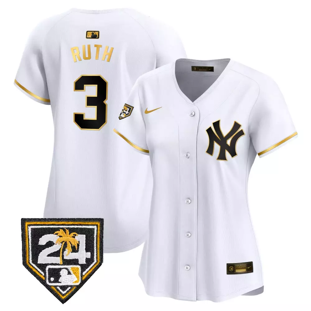 Ruth Yankees 2024 Jackie Robinson Patch Vapor Premier Jersey | White Gold | Limited Edition Fan Gear for Men, Women & Youth
