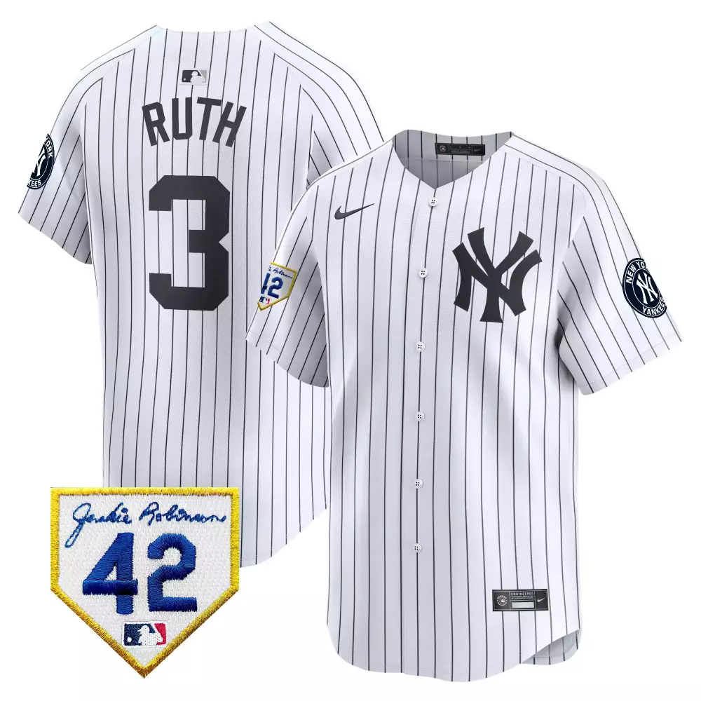 Babe Ruth Yankees Men's 2024 Fourth of July Jersey V8 | White Vapor Premier | Stitched Fan Gear for Summer Celebrations | For Men, Women & Youth
