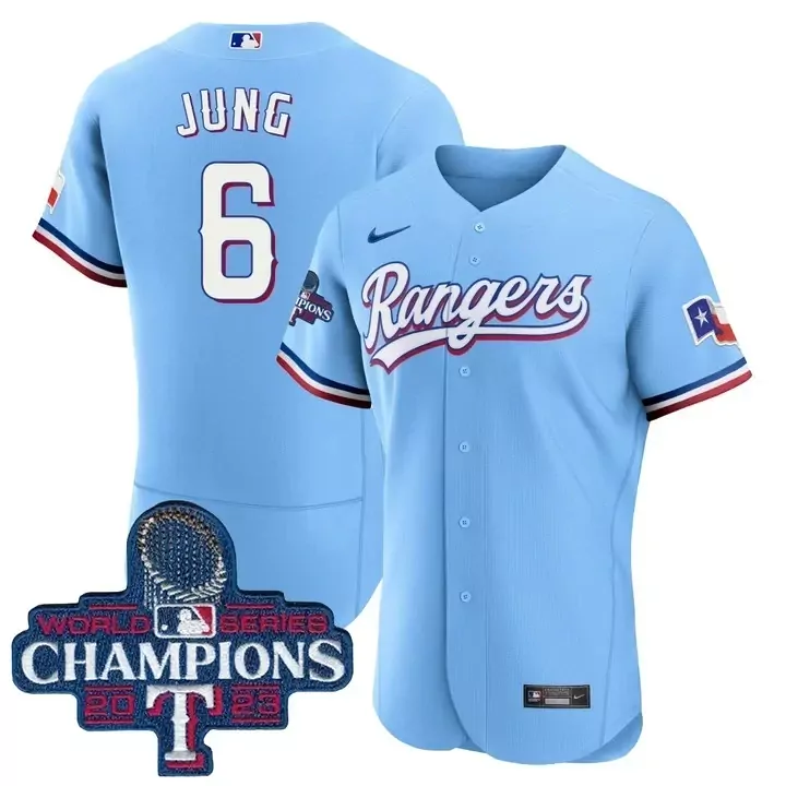 baby blue men josh jung texas rangers world series champions baby blue jersey all stitched