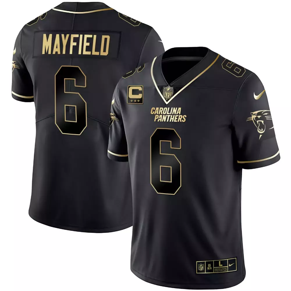 baker mayfield black gold mens carolina panthers black gold white gold vapor limited jersey all stitched