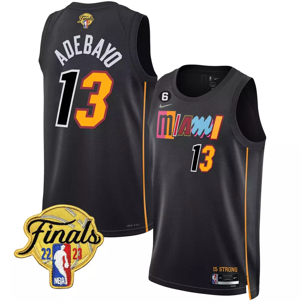 bam adebayo city black mens miami heat 2023 finals patch collection jersey v2 all stitched