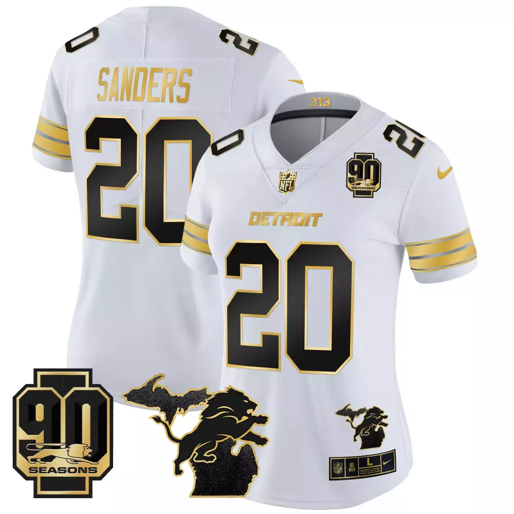 Barry Sanders Women's 2024 Michigan 90th Year Patch Jersey | Gold Vapor Limited Edition | Fan Gear for Women & Youth