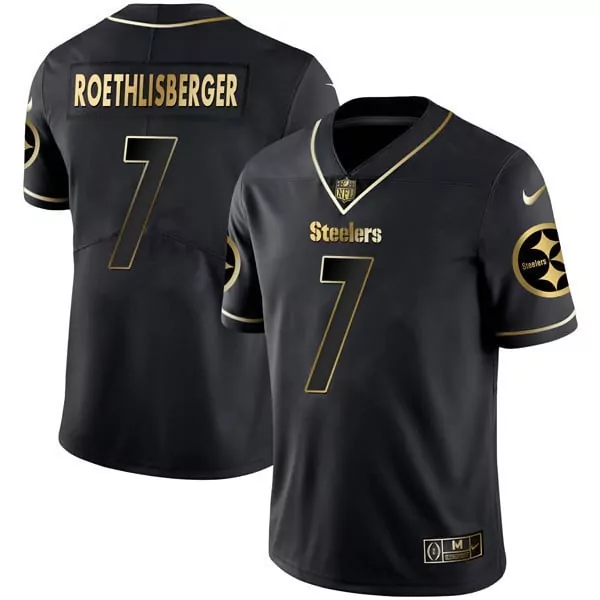 Youth Ben Roethlisberger Pittsburgh Steelers Black Gold Jersey | Stitched Limited Edition Fan Gear | For Men, Women & Youth