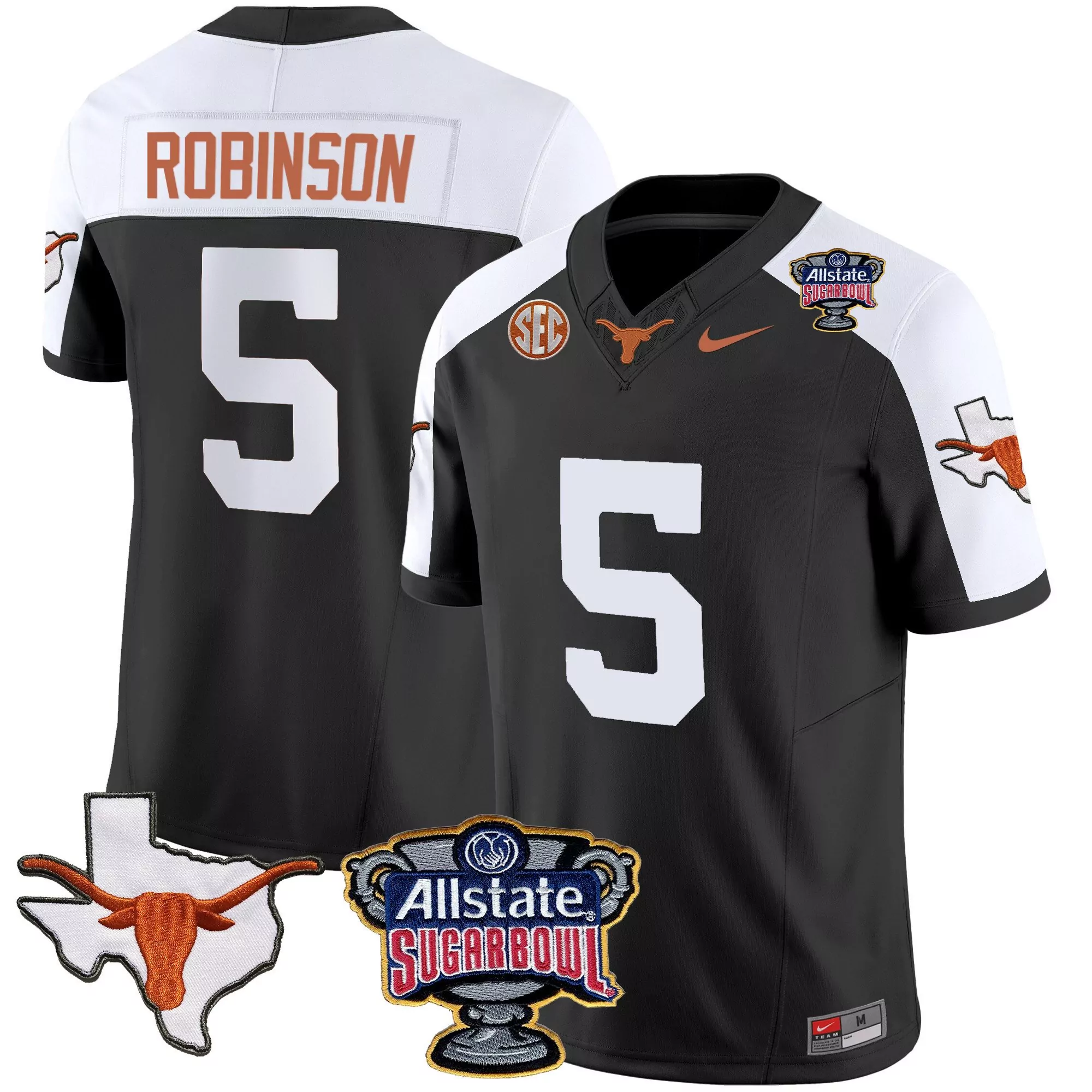 bijan robinson black alternate mens texas longhorns state map sec patch vapor jersey v2 all stitched