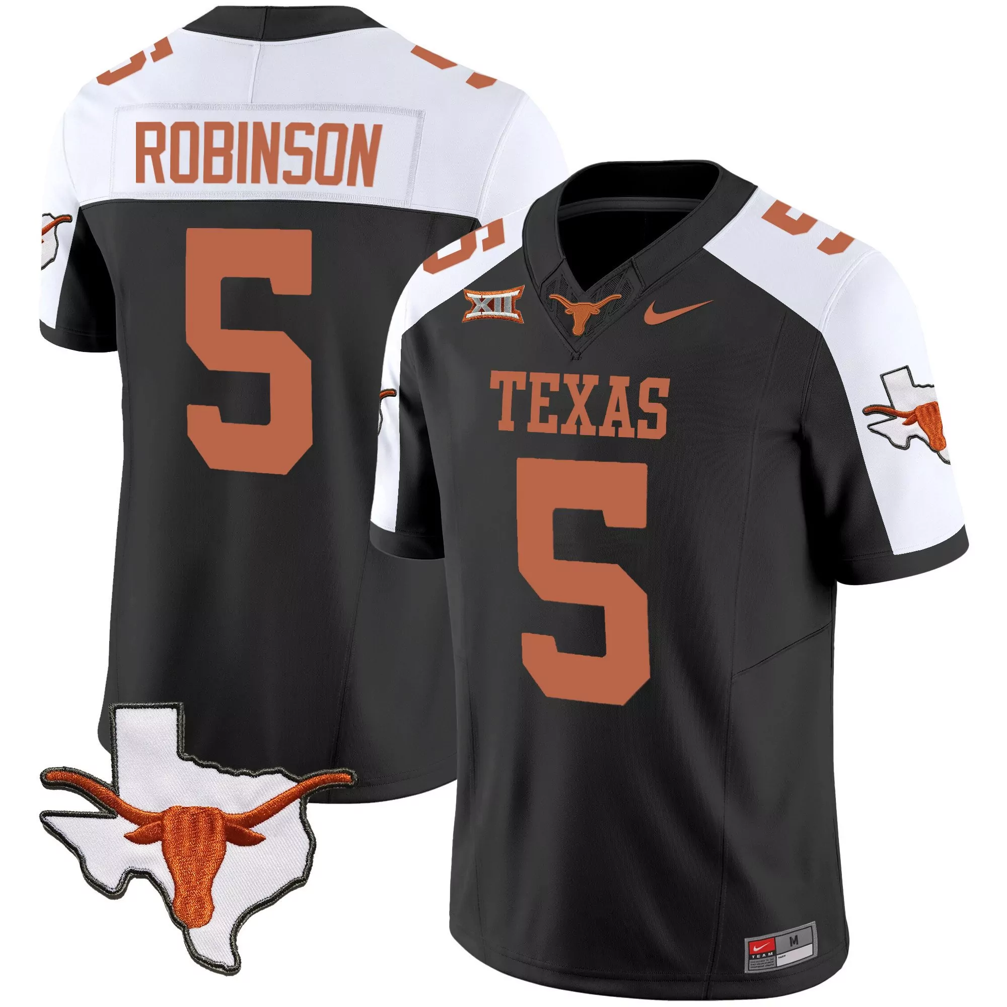 bijan robinson black alternate mens texas longhorns state map sec patch vapor jersey v2 all stitched