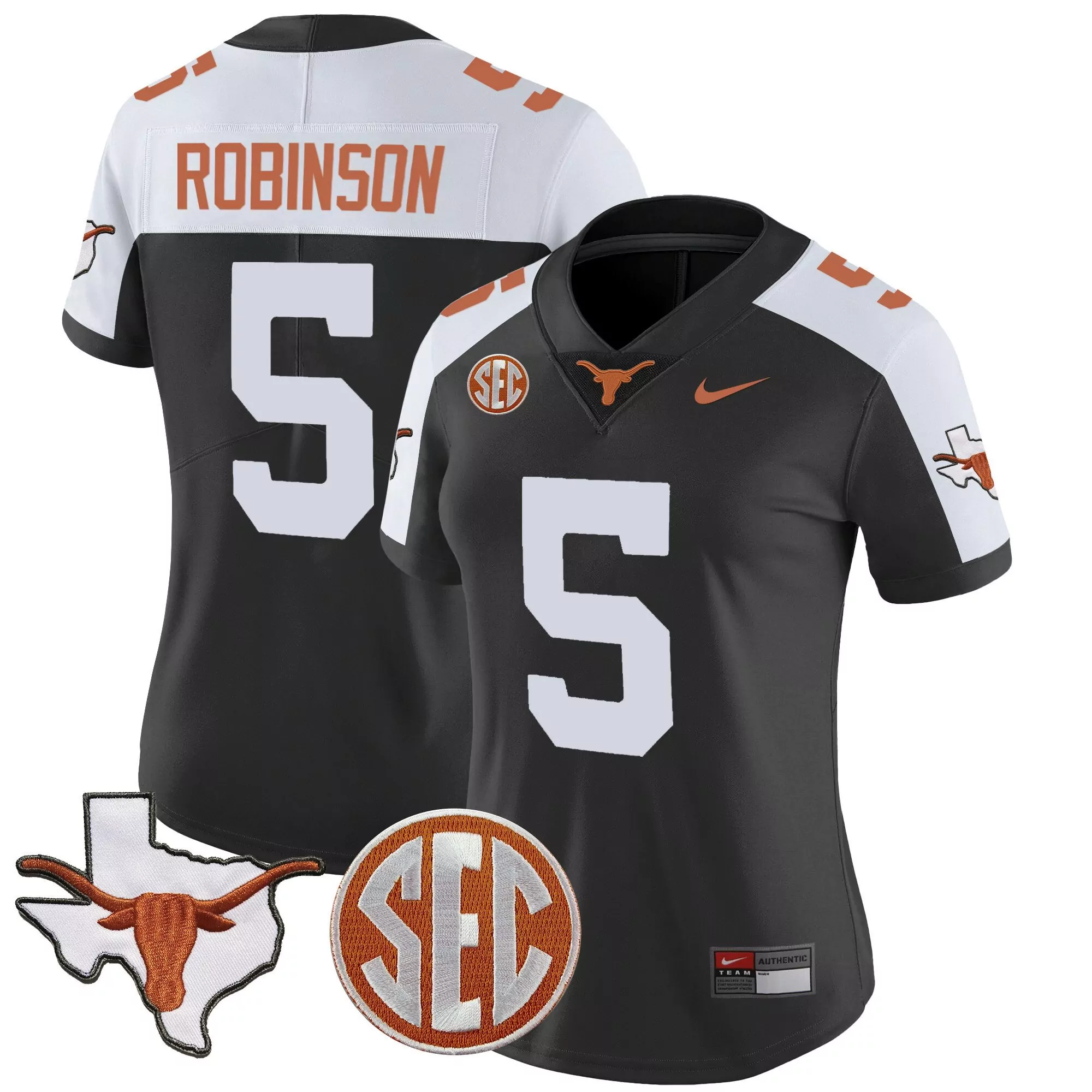 bijan robinson black alternate mens texas longhorns state map sec patch vapor jersey v2 all stitched