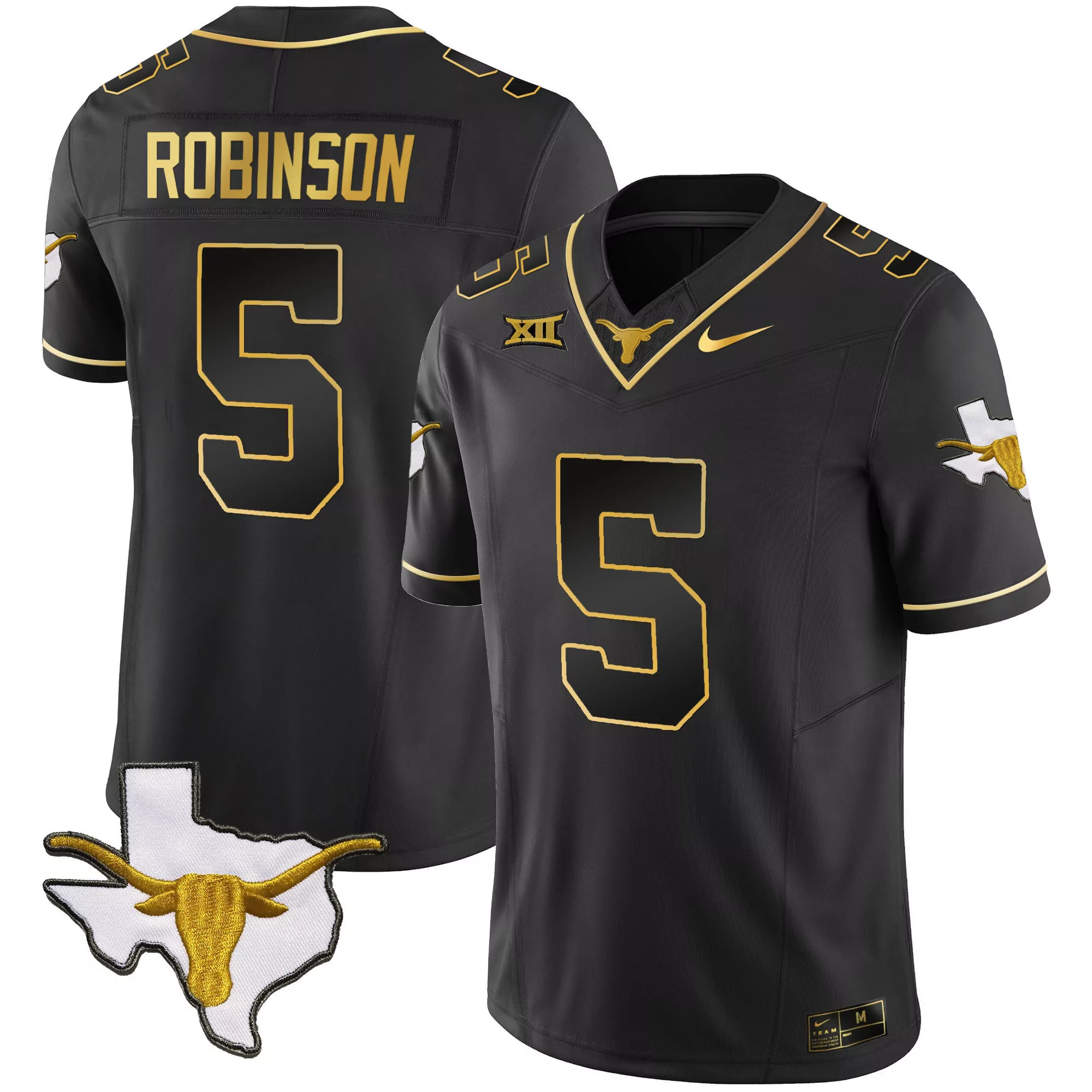 bijan robinson black alternate womens texas longhorns state map sec patch vapor jersey v2 all stitched