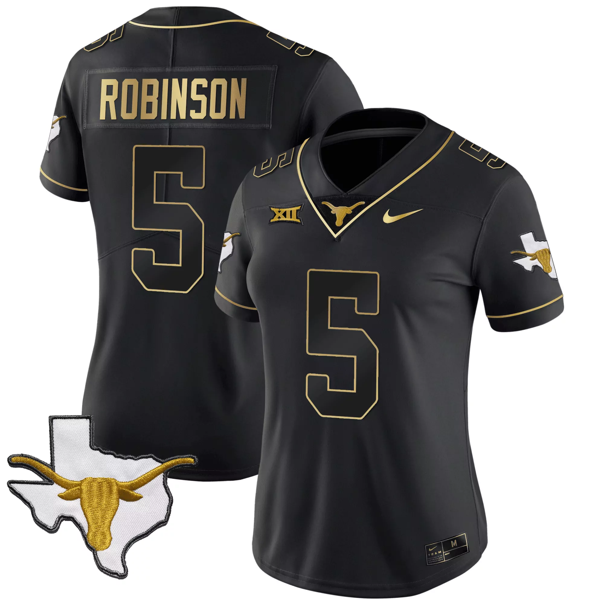 bijan robinson black gold womens texas longhorns gold vapor limited jersey all stitched