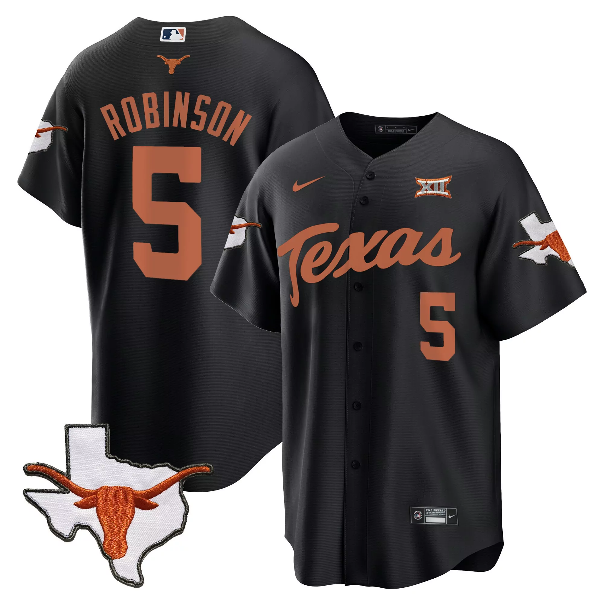 bijan robinson black mens texas longhorns baseball jersey all stitched