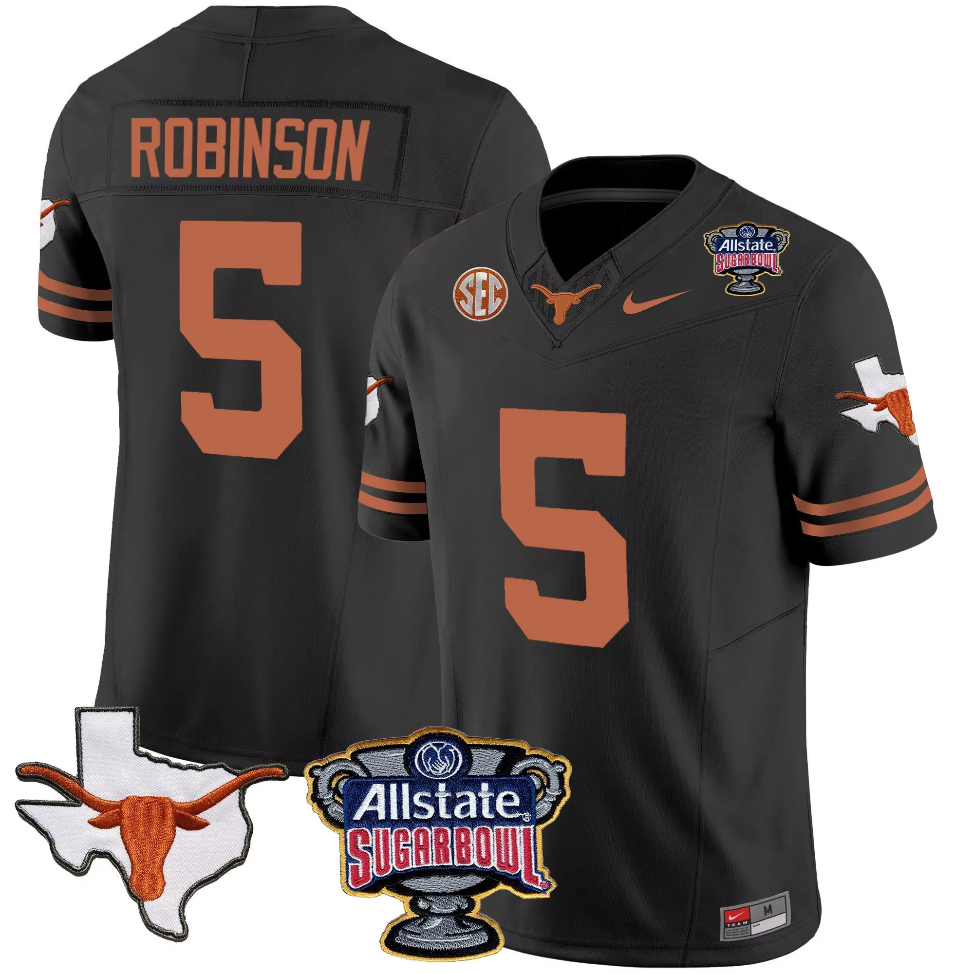 bijan robinson black mens texas longhorns state map sec patch vapor jersey v2 all stitched