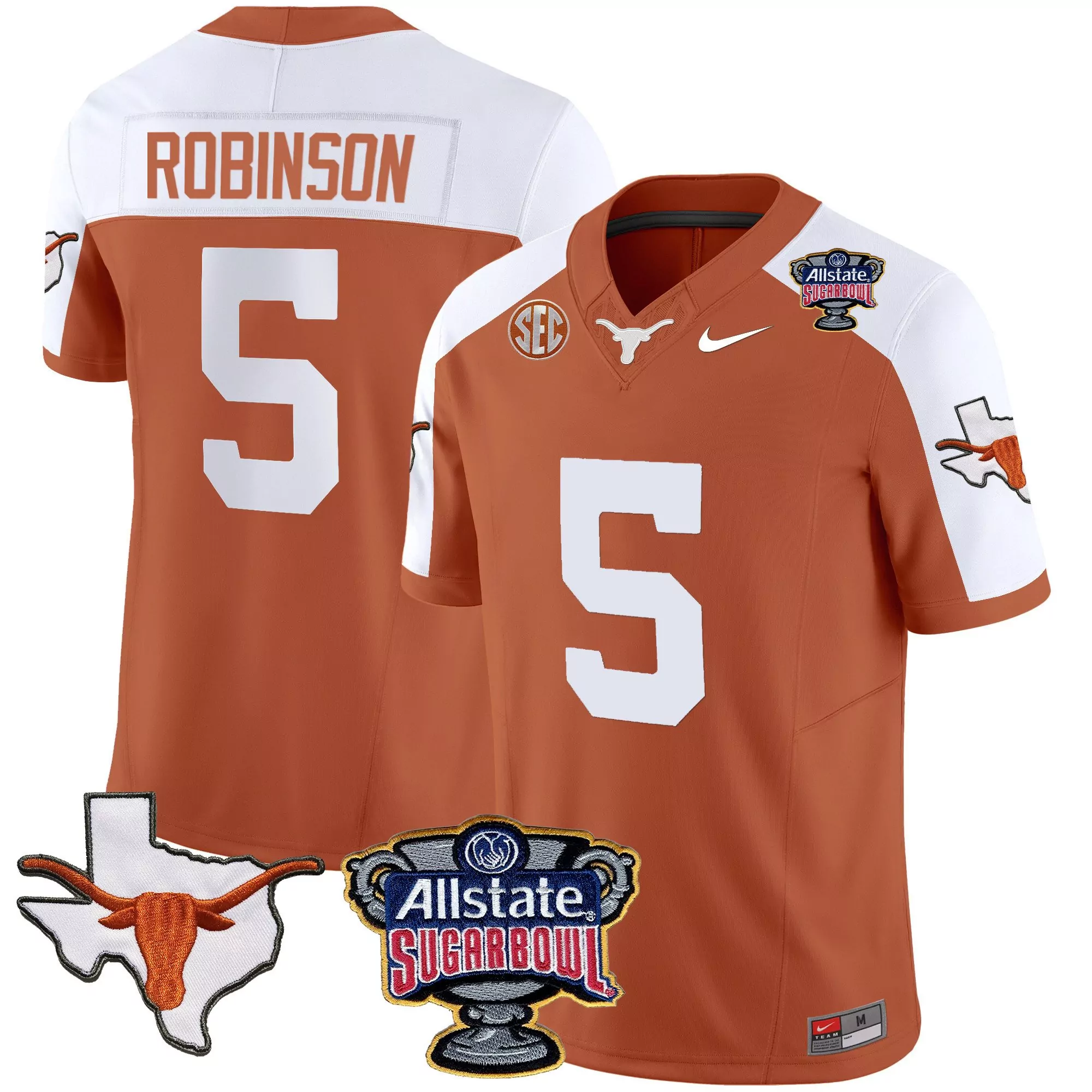 bijan robinson orange alternate mens texas longhorns state map sec patch vapor jersey v4 all stitched