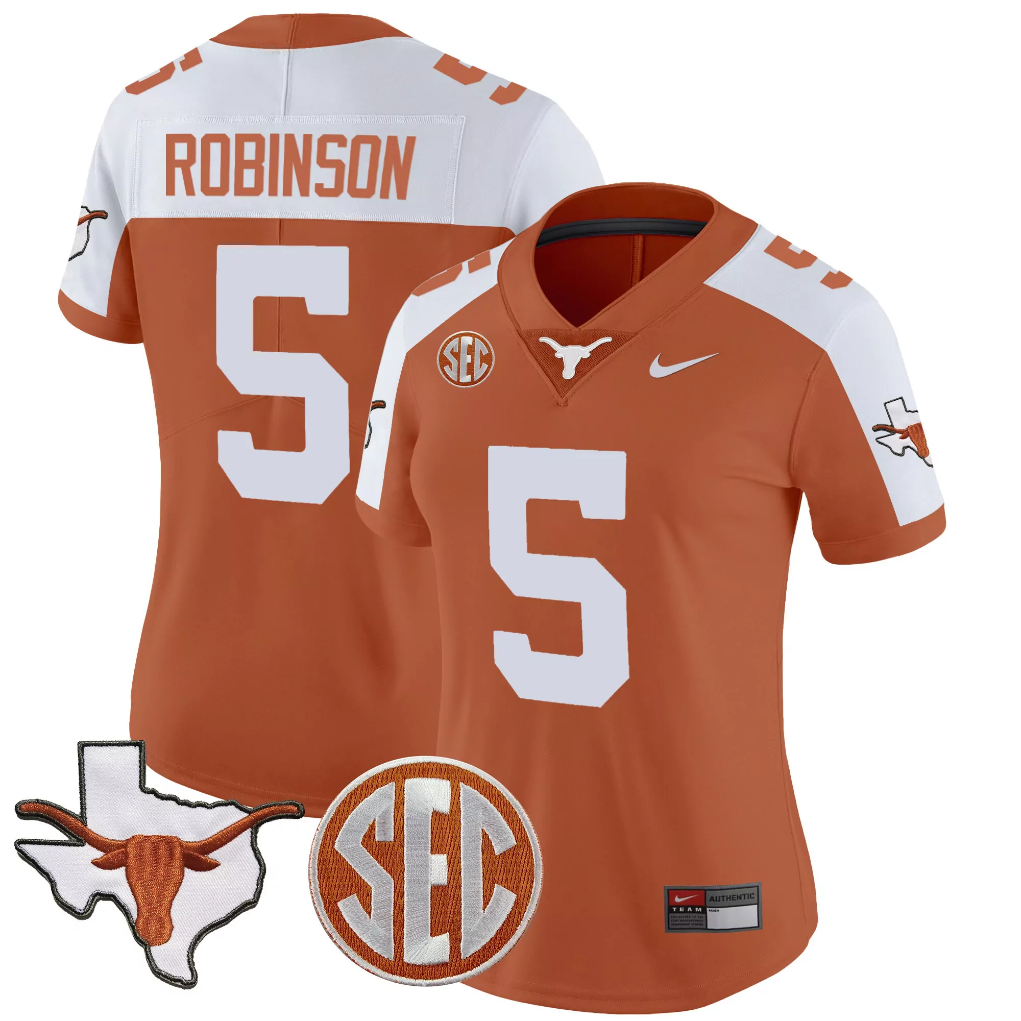 bijan robinson orange alternate mens texas longhorns state map sec patch vapor jersey v4 all stitched