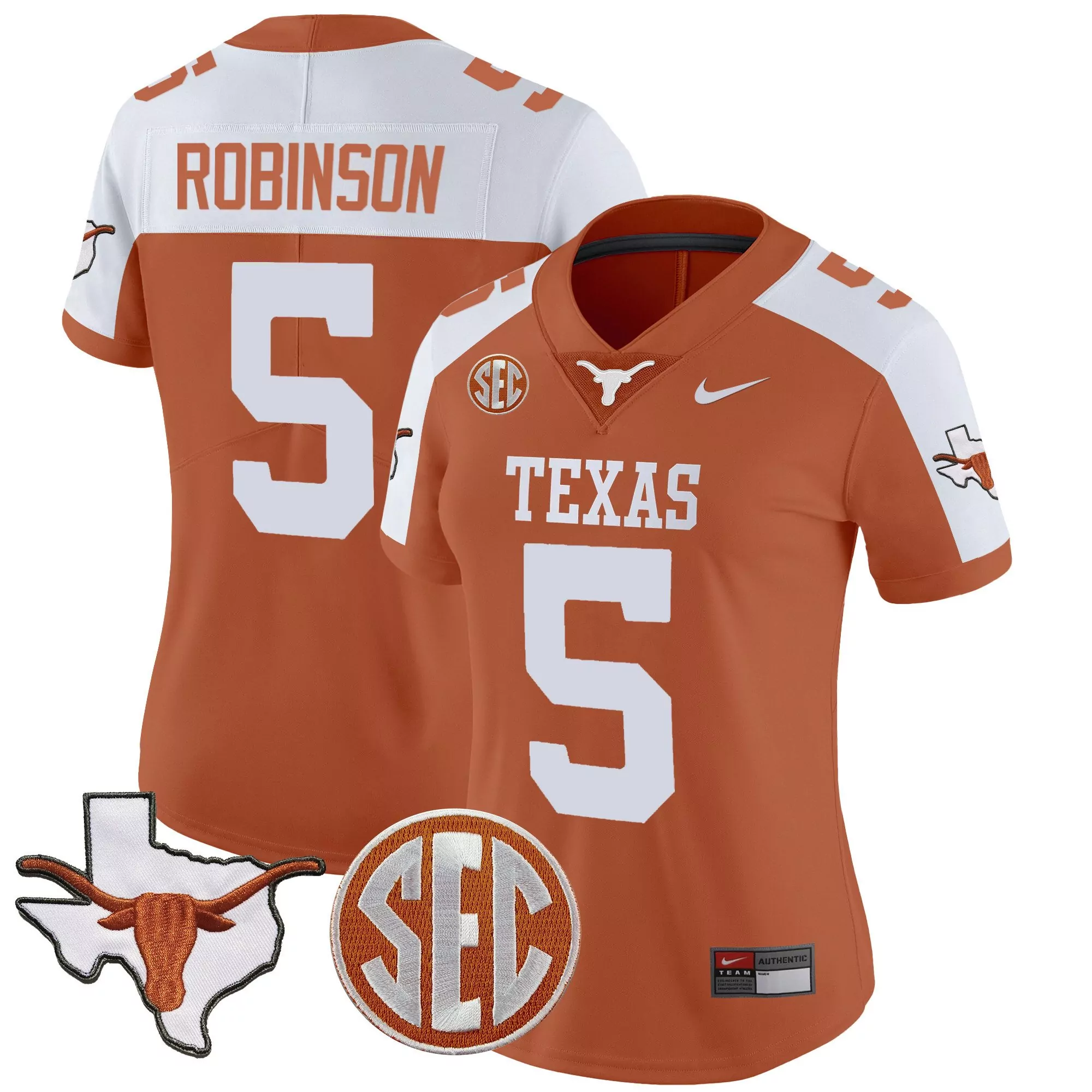 bijan robinson orange alternate mens texas longhorns state map sec patch vapor jersey v4 all stitched